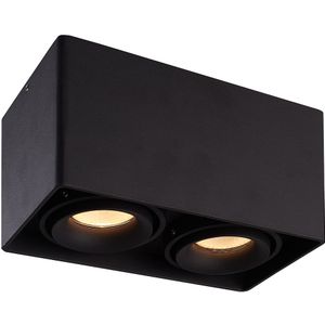 HOFTRONIC - Dimmbare LED Deckenaufbaustrahler Esto 2 Lichter 4000K GU10 Schwarz IP20 Schwenkbar