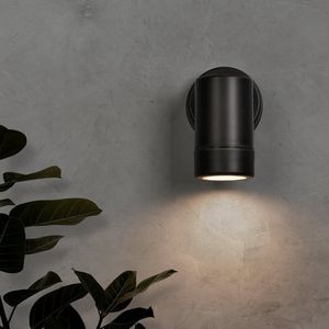 HOFTRONIC - Otey - LED-Wandleuchte Schwarz - Down licht - GU10 - 4000K neutrales weiß Licht - Dimmbar - IP44 wasserdicht - Für innen und außen - Wandstrahler - Polycarbonat