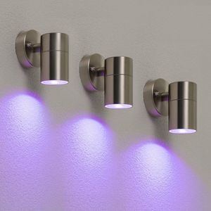 HOFTRONIC SMART - 3er-Set Mason Smart Wall Light - IP44 - WiFi & Bluetooth - Inkl. RGBWW GU10 Strahler - Edelstahl - 4,5 Watt 350 lumen