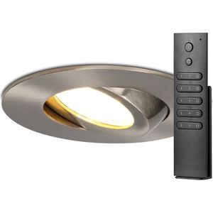 HOFTRONIC - Komplettset 6 Stück LED Einbaustrahlern Napels IP65 8 Watt 2700K dimmbar 360° Schwenkbar Edestahl inkl. Fernbedienung