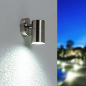 HOFTRONIC - Mason Wandleuchte - IP44 Spritzwassergeschützt - Wandlampe für Innen und Außen - Inkl. 6000K Tageslichtweiße GU10 spot - Dimmbar - Wandlampe aus Edelstahl
