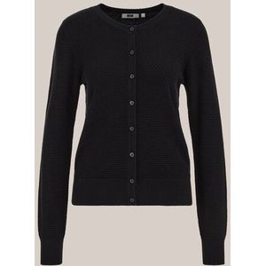 WE Fashion - Dames gebreid vest met structuur - Regular fit - Zwart - Biologisch katoen - Maat: XS
