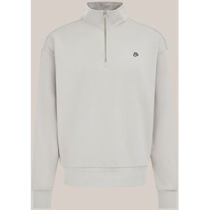 WE Fashion - Heren regular fit trui met rits - Regular fit - Lichtgrijs - Katoen - Maat: XS