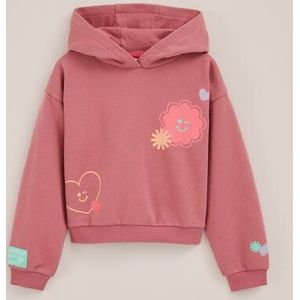 WE Fashion - Meisjes hoodie met print - Oversized - Roze - Katoen - Maat: 98/104
