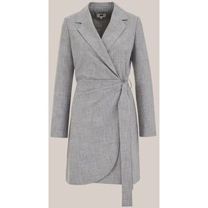 WE Fashion - Dames blazerjurk - Regular fit - Lichtgrijs gemeleerd -  Maat: XS