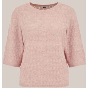 WE Fashion - Dames trui met opengewerkte structuur - Regular fit - Lichtroze -  Maat: XS