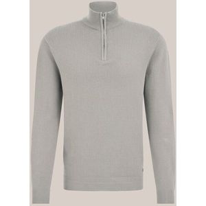 WE Fashion - Heren regular fit trui met rits - Regular fit - Grijs - Katoen - Maat: XS