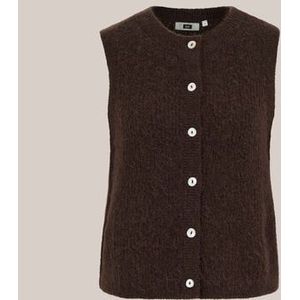 WE Fashion - Dames gebreid gilet - Regular fit - Donkerbruin -  Maat: XS