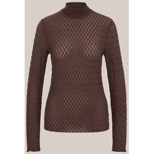 WE Fashion - Dames T-shirt van kant - Donkerbruin -  Maat: XL