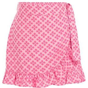 WE Fashion - Meisjes skort met dessin - Regular fit - Roze - Livaeco viscose - Maat: 158/164