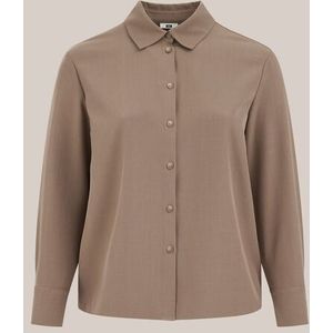 WE Fashion - Dames blouse - Curve - Oversized - Taupe -  Plus Size Maat: 44