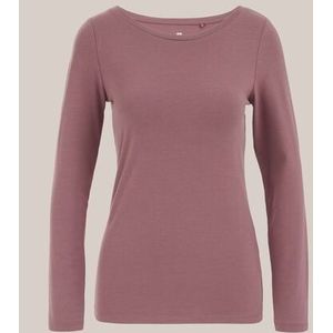 WE Fashion - Dames T-shirt van katoenmix - Slim Fit - Oudroze - Katoen - Maat: XXXL