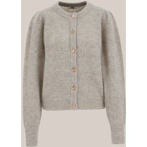 WE Fashion - Dames vest van wolmix met gouden knopen - Regular fit - Beige -  Maat: XS