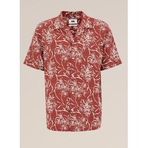 WE Fashion - Heren overhemd met dessin - Regular fit - Roestbruin - Viscose - Maat: M
