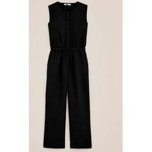 Jumpsuit - Mouwloos - Regular Fit - Ruches - Mousseline Structuur