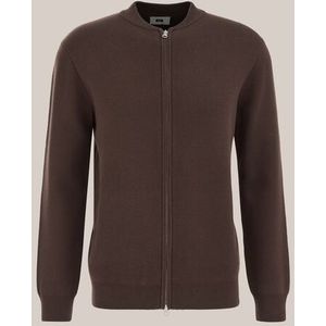 WE Fashion - Heren regular fit bombervest - Regular fit - Donkerbruin - Katoen - Maat: XS