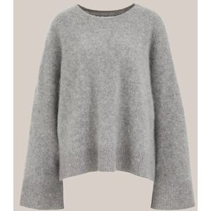 WE Studio - Dames gebreide trui - Regular fit - Lichtgrijs - Wol - Maat: M