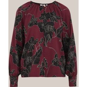 WE Fashion - Blouse - Bourgogne - Blouseshirt - Lange Mouw - Bloemenprint
