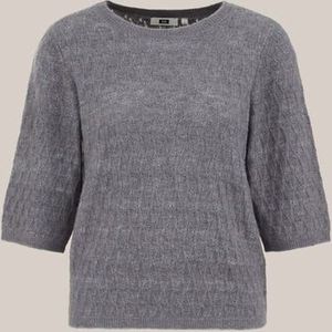 WE Fashion - Dames trui met opengewerkte structuur - Regular fit - Donkergrijs -  Maat: XS
