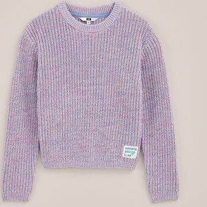 WE Fashion - Meisjes gebreide trui met colourblock en embroidery - Regular fit - Multikleur - Katoen - Maat: 110/116