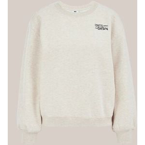 WE Fashion - Dames sweater met embroideries - Regular fit - Beige - Katoen - Maat: XS