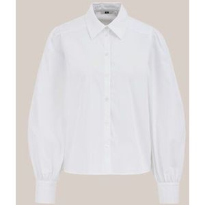 WE Fashion - Dames blouse met ballonmouwen - Regular fit - Wit - Katoen - Maat: XS