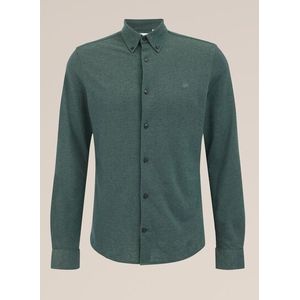 Fundamentals - Heren piquéjersey overhemd met stretch - Slim Fit - Donkergroen - Katoen - Maat: L