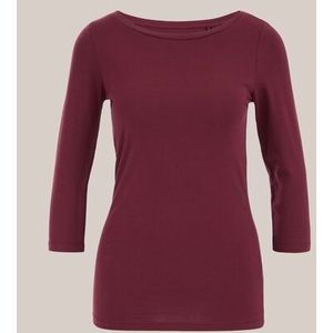 WE Fashion - Dames T-shirt met driekwart mouwen - Rood - Katoen - Maat: XL