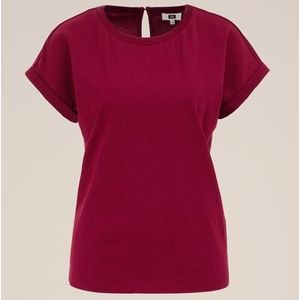 WE Fashion - Dames T-shirt - Regular fit - Saffraan rood - Katoen - Maat: L