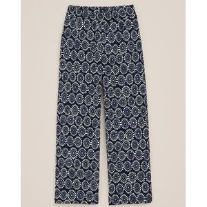 WE Fashion - Meisjes broek met dessin - Regular fit - Marineblauw -  Maat: 128