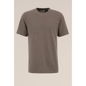 WE Fashion - Heren T-shirt met structuur - Regular fit - Bruin - Katoen - Maat: XL