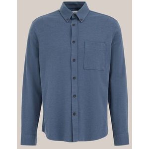 WE Fashion - Heren regular fit gebreid shirt - Regular fit - Blauw - Katoen - Maat: XS