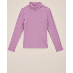 WE Fashion - Meisjes T-shirt met glittergaren - Slim Fit - Lichtpaars - Katoen - Maat: 122/128