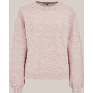 WE Fashion - Dames trui met structuur - Regular fit - Lichtroze -  Maat: XS