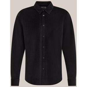 WE Fashion - Heren Velvet overhemd - Regular fit - Zwart -  Maat: XS