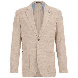 WE Fashion - Heren slim fit blazer met dessin - Slim Fit - Beige - Linnen - Maat: 54