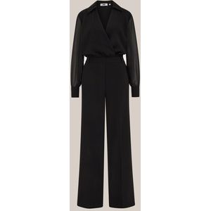 WE Fashion - Jumpsuit - Dames - Regular Fit - Diepe V-hals - Semi-transparante Mouwen