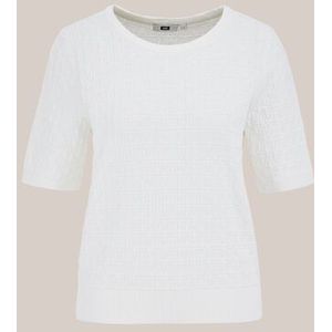 WE Fashion - Dames gebreide trui met structuur - Regular fit - Gebroken wit - Biologisch katoen - Maat: XS