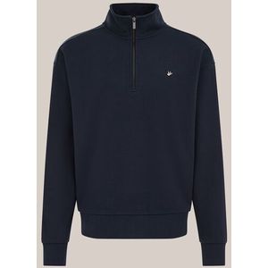 WE Fashion - Heren regular fit trui met rits - Regular fit - Donkerblauw - Katoen - Maat: XS