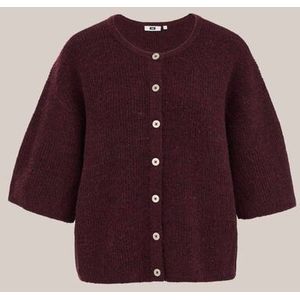 WE Fashion - Dames vest met structuur - Regular fit - Donkerrood -  Maat: XS