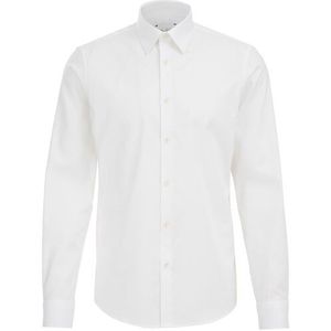 Van Gils - Heren Twill geweven overhemd van katoenmix met stretch - Slim Fit - Wit - Katoen - Maat: S