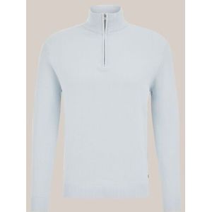 WE Fashion - Heren Regular fit trui met rits - Regular fit - IJsblauw - Katoen - Maat: XS