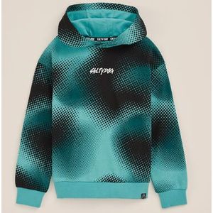 Salty Dog - Jongens hoodie met dessin - Relaxed Fit - Groenblauw - Katoen - Maat: 122/128