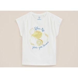 WE Fashion - Meisjes singlet met embroidery - Slim Fit - Wit - Katoen - Maat: 122/128