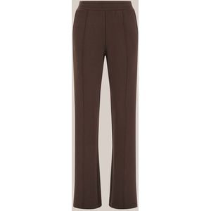 WE Fashion - Dames Regular fit jersey broek - Regular fit - Donkerbruin - Viscose - Maat: S