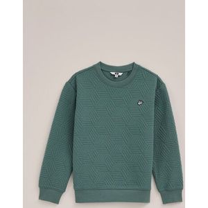 WE Fashion - Jongens trui met structuur - Relaxed Fit - Groenblauw - Katoen - Maat: 98/104