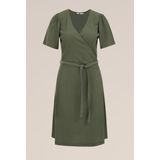 WE Fashion - Dames jurk met structuur - Regular fit - Legergroen -  Maat: L