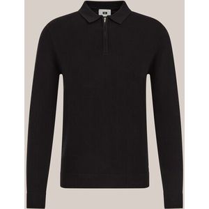 WE Fashion - Heren regular fit polo met rits - Regular fit - Zwart - Katoen - Maat: XS