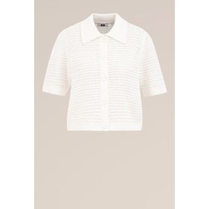 WE Fashion - Dames gehaakt vest - Regular fit - Wit - Katoen - Maat: XXL