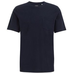 WE Fashion - Heren Slim fit T-shirt - Slim Fit - Donkerblauw - Katoen - Maat: XXL